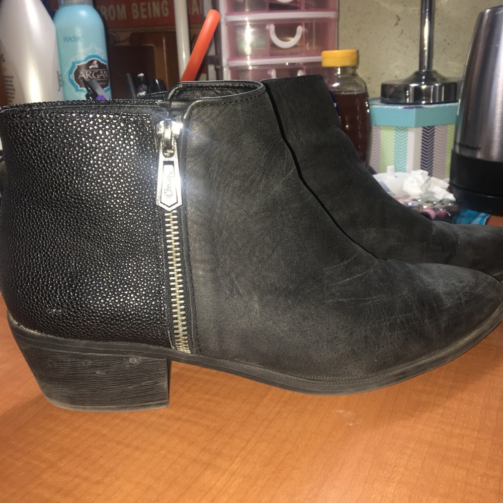 Pointed toe black booties